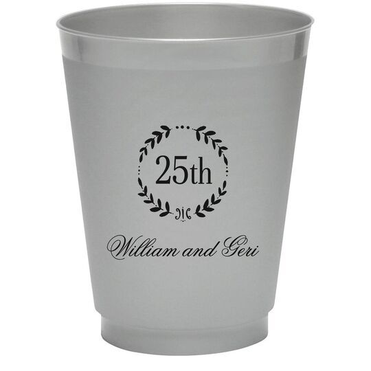 25th Wreath Colored Shatterproof Cups