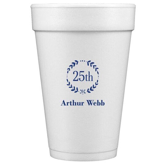 25th Wreath Styrofoam Cups