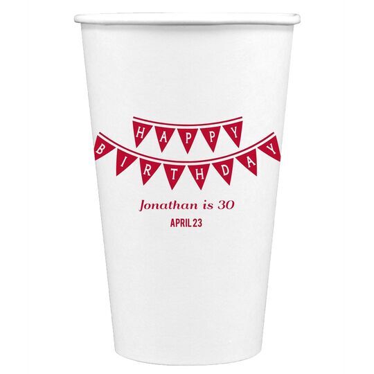 Birthday Banner Paper Coffee Cups