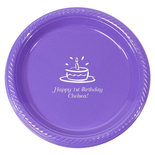 Modern Birthday Cake Plastic Plates