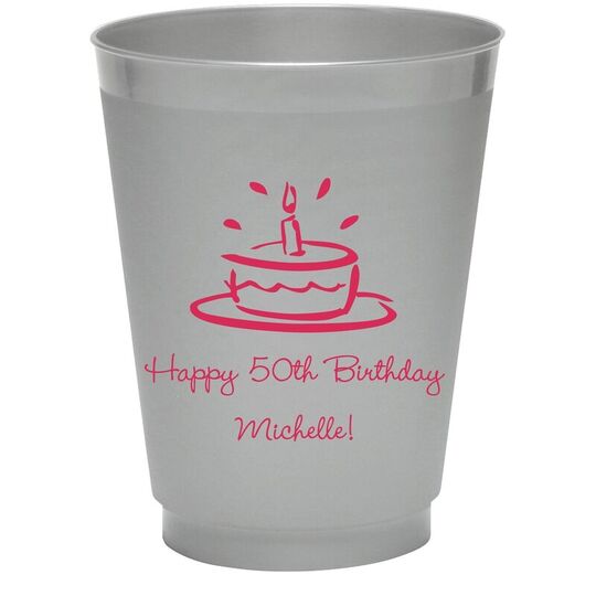 Modern Birthday Cake Colored Shatterproof Cups