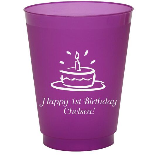 Modern Birthday Cake Colored Shatterproof Cups