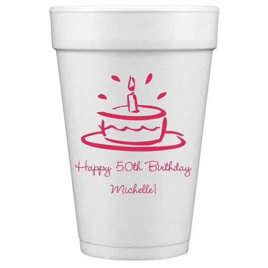 Modern Birthday Cake Styrofoam Cups
