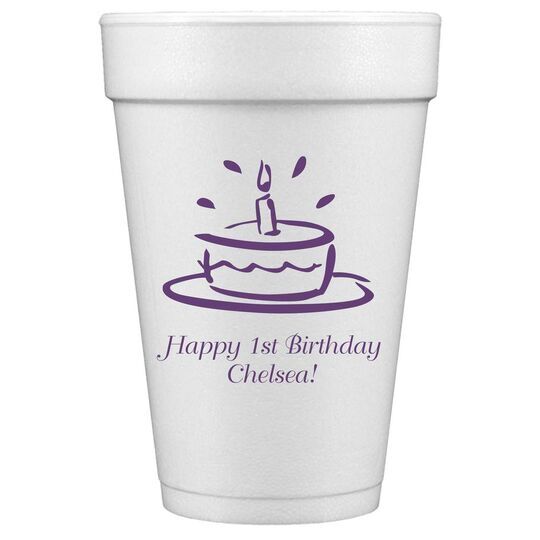 Modern Birthday Cake Styrofoam Cups