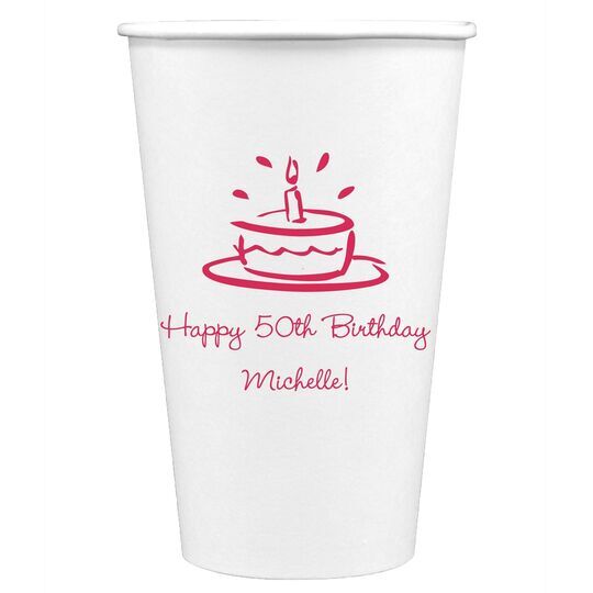 Modern Birthday Cake Paper Coffee Cups