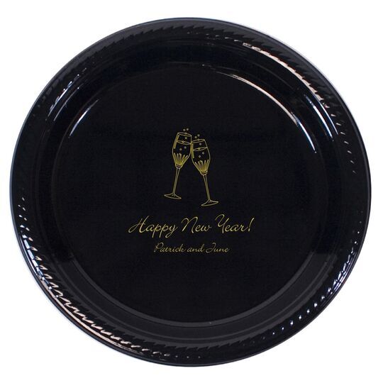 Champagne Crystal Toast Plastic Plates