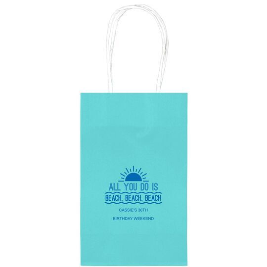 All You Do Is Beach, Beach, Beach Medium Twisted Handled Bags