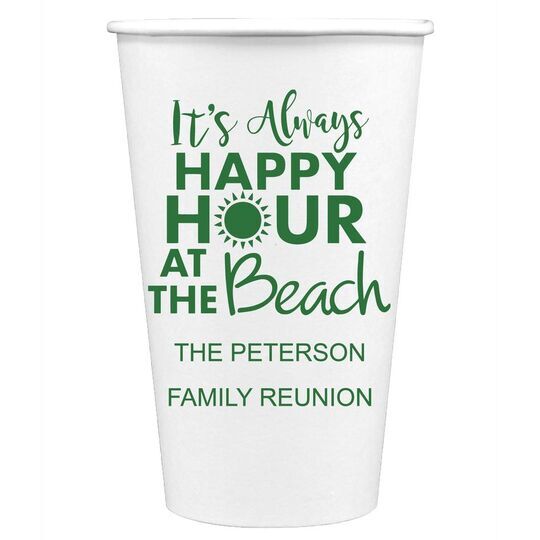 Happy Hour at the Beach Paper Coffee Cups