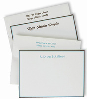Aqua and Brown Double Hand-Bordered Note Cards