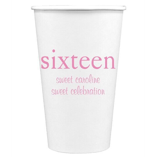 Big Number Sixteen Paper Coffee Cups