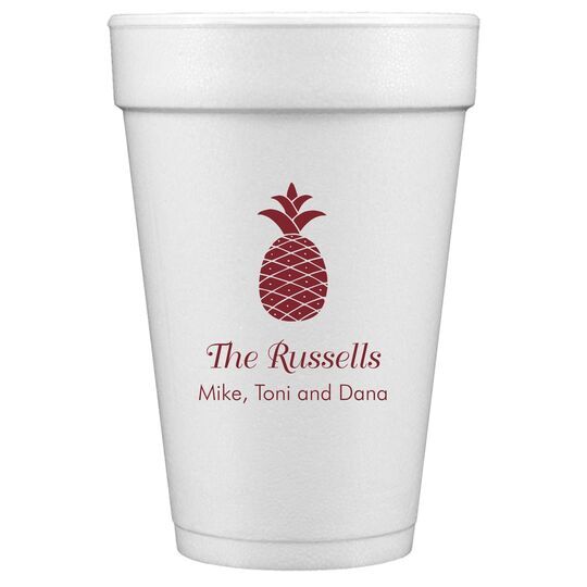 Hawaiian Pineapple Styrofoam Cups