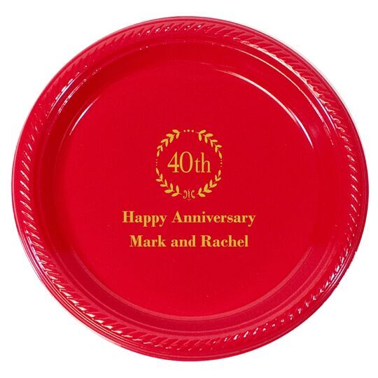 40th Wreath Plastic Plates