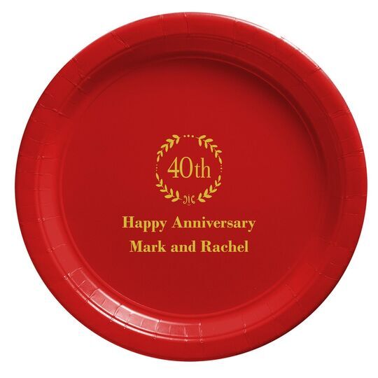 40th Wreath Paper Plates