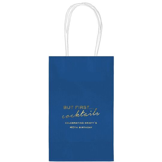 But First Cocktails Medium Twisted Handled Bags