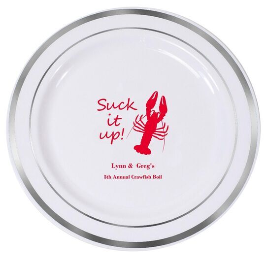 Crawfish Suck It Up Premium Banded Plastic Plates