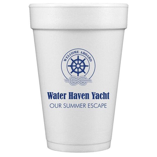 Welcome Aboard Wheel Styrofoam Cups