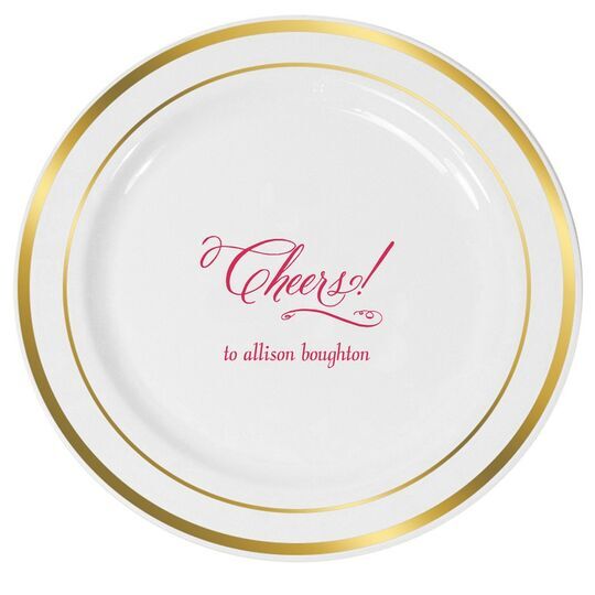 Elegant Cheers Premium Banded Plastic Plates