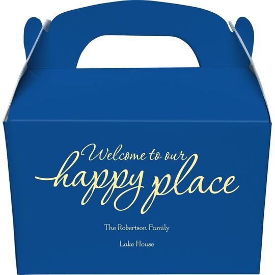 Welcome to Our Happy Place Gable Favor Boxes