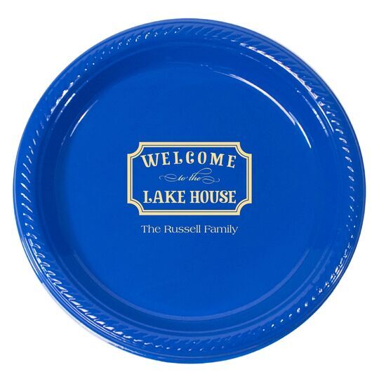 Welcome to the Lake House Sign Plastic Plates