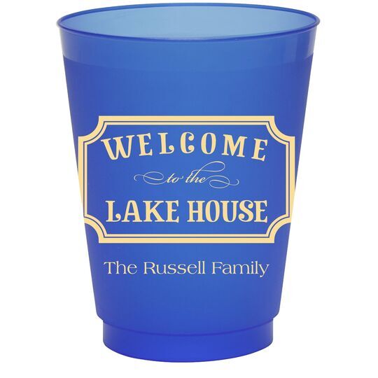 Welcome to the Lake House Sign Colored Shatterproof Cups