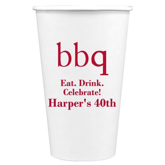 Big Word BBQ Paper Coffee Cups