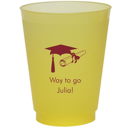 Mortar Board & Diploma Colored Shatterproof Cups