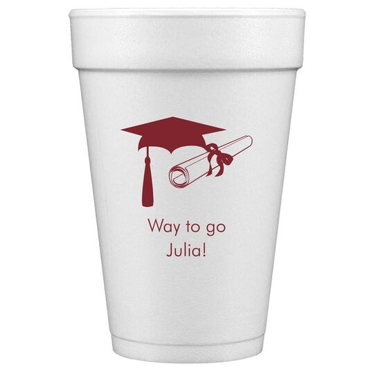 Mortar Board & Diploma Styrofoam Cups