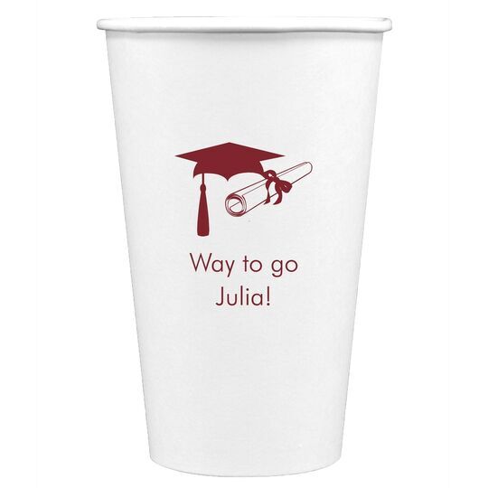 Mortar Board & Diploma Paper Coffee Cups