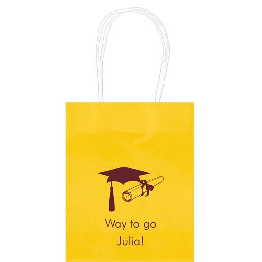 Mortar Board & Diploma Mini Twisted Handled Bags