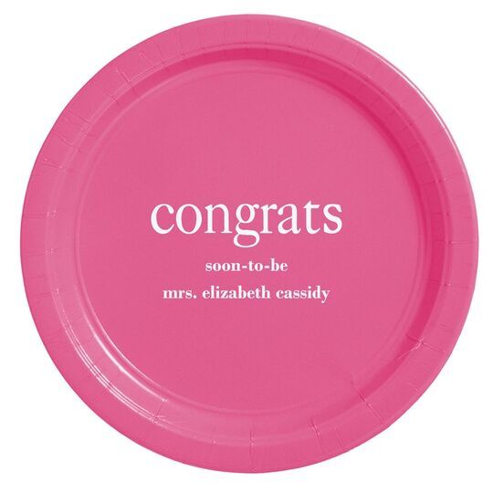 Big Word Congrats Paper Plates