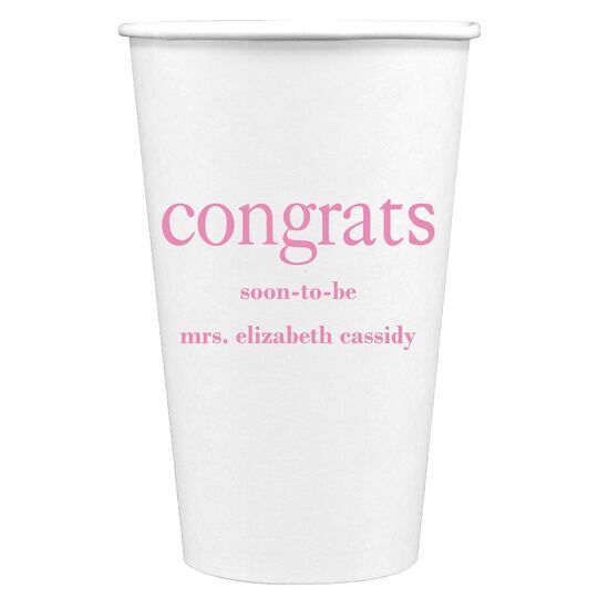 Big Word Congrats Paper Coffee Cups
