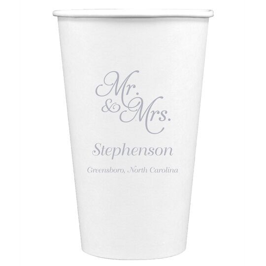 Elegant Mr. & Mrs. Paper Coffee Cups