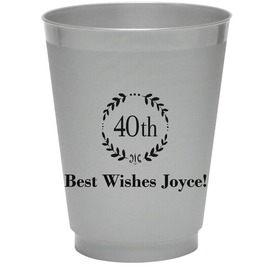 40th Wreath Colored Shatterproof Cups