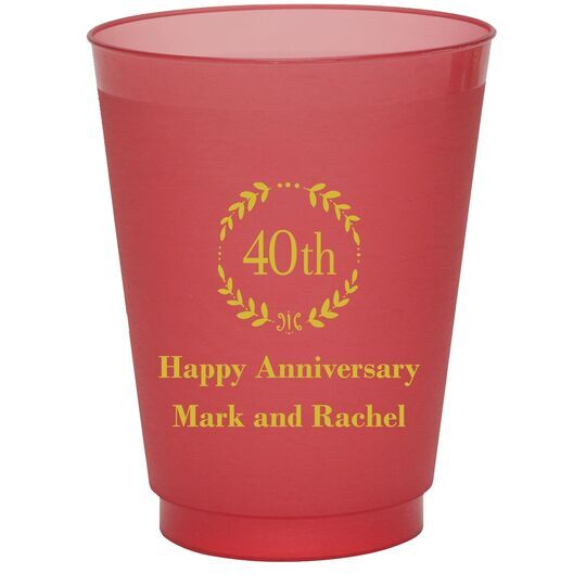 40th Wreath Colored Shatterproof Cups