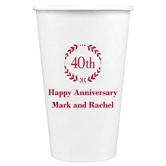 40th Wreath Paper Coffee Cups