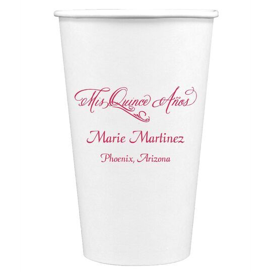 Elegant Mis Quince Años Paper Coffee Cups