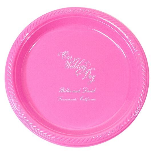 Elegant Our Wedding Day Plastic Plates