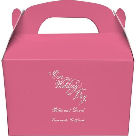 Elegant Our Wedding Day Gable Favor Boxes