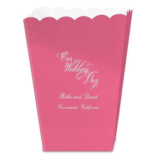 Elegant Our Wedding Day Mini Popcorn Boxes