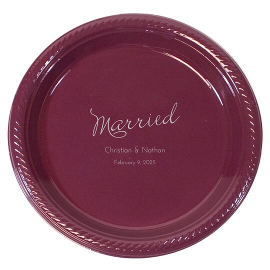 Expressive Script Married Plastic Plates