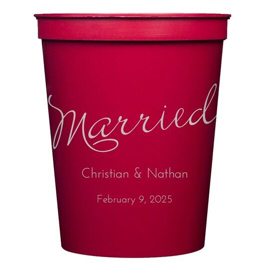 Expressive Script Married Stadium Cups