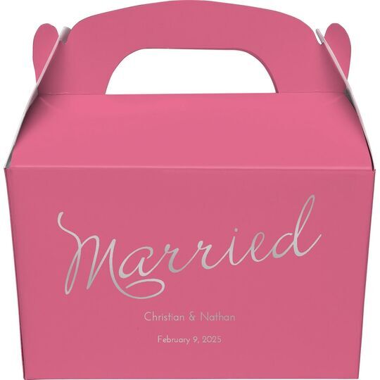 Expressive Script Married Gable Favor Boxes