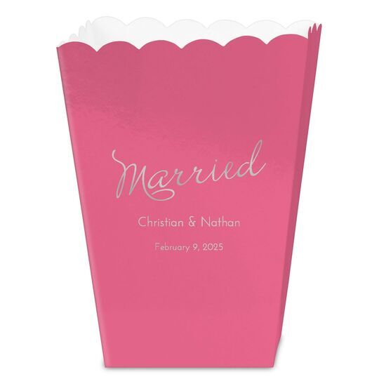 Expressive Script Married Mini Popcorn Boxes