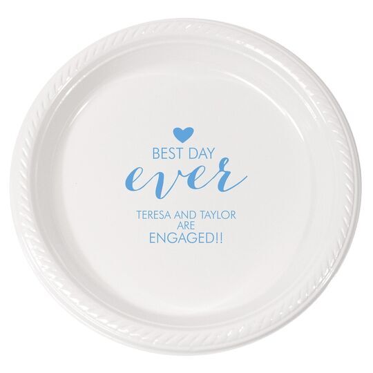 Best Day Ever with Heart Plastic Plates