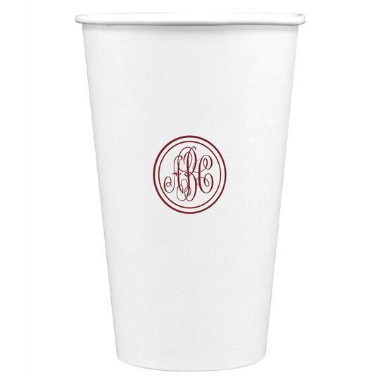 Petite Double Circle Monogram Paper Coffee Cups