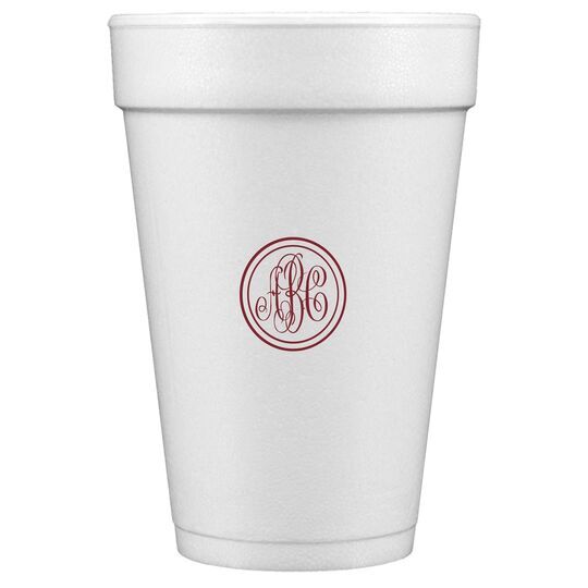 Petite Double Circle Monogram Styrofoam Cups