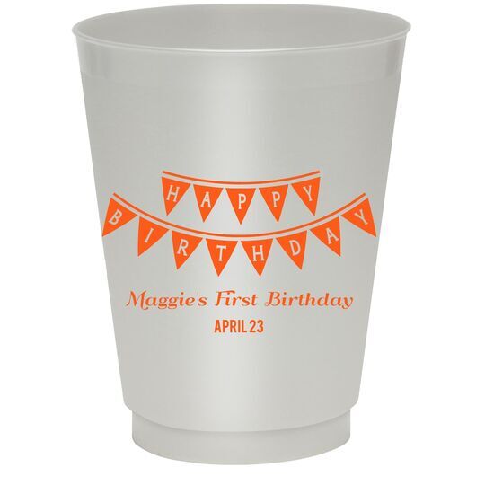 Birthday Banner Colored Shatterproof Cups