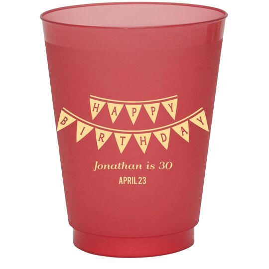 Birthday Banner Colored Shatterproof Cups