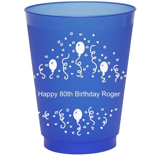 Balloons and Streamers Colored Shatterproof Cups