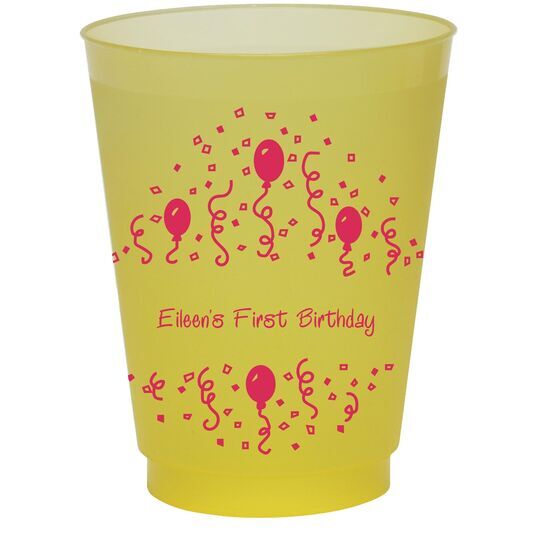 Balloons and Streamers Colored Shatterproof Cups